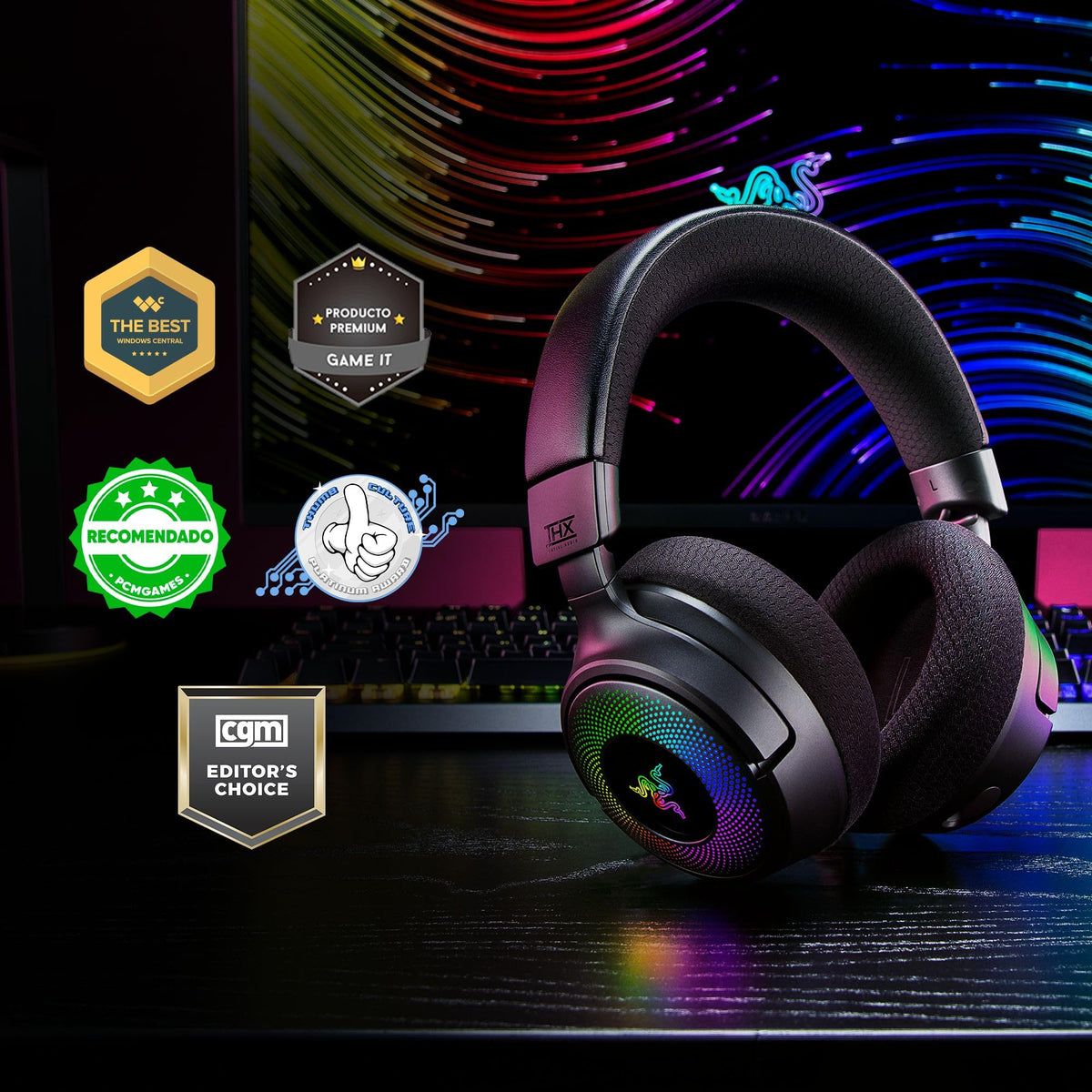 Razer Kraken V4 Wireless 2.4GHz, Bluetooth, USB Gaming Headset, Black