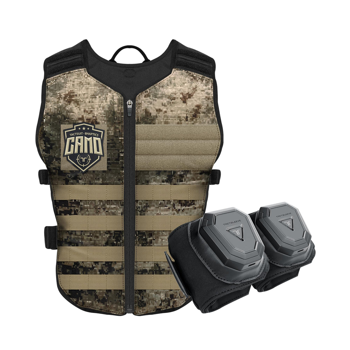 bHaptics Starter Bundle Camo | TactSuit Air Camo & TactSleeve for VR & PC Gaming | Sim Racing, Music