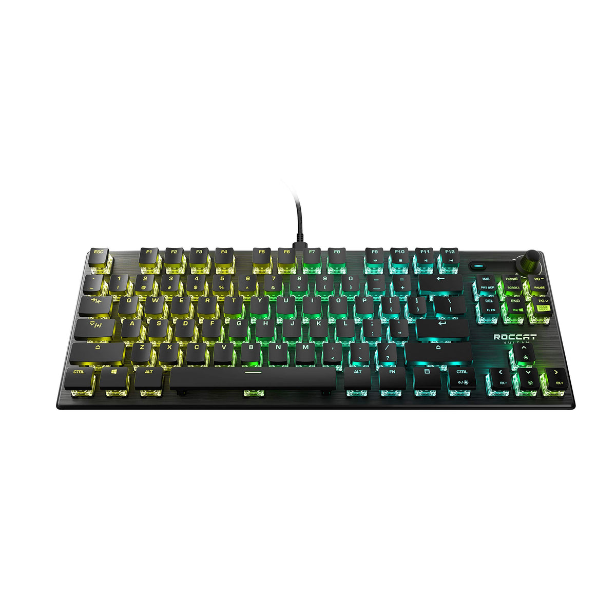 ROCCAT Vulcan TKL Pro PC USB-C Gaming Keyboard, Linear Optical Titan Switch, AIMO RGB Lighting, Tenkeyless Mechanical Feel Speed Keystroke, Low Profile Ergonomic Design for Wrist Rest Support, White