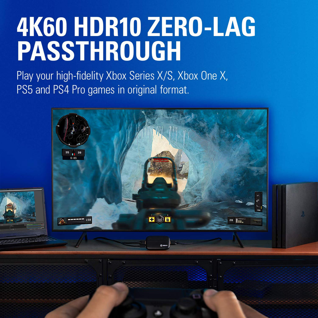 Elgato HD60 S+, External Capture Card, Stream and Record in 1080p60 HDR10 or 4K60 HDR10 with ultra-low latency on PS5, PS4/Pro, Xbox Series X/S, Xbox One X/S, in OBS and more, works with PC and Mac