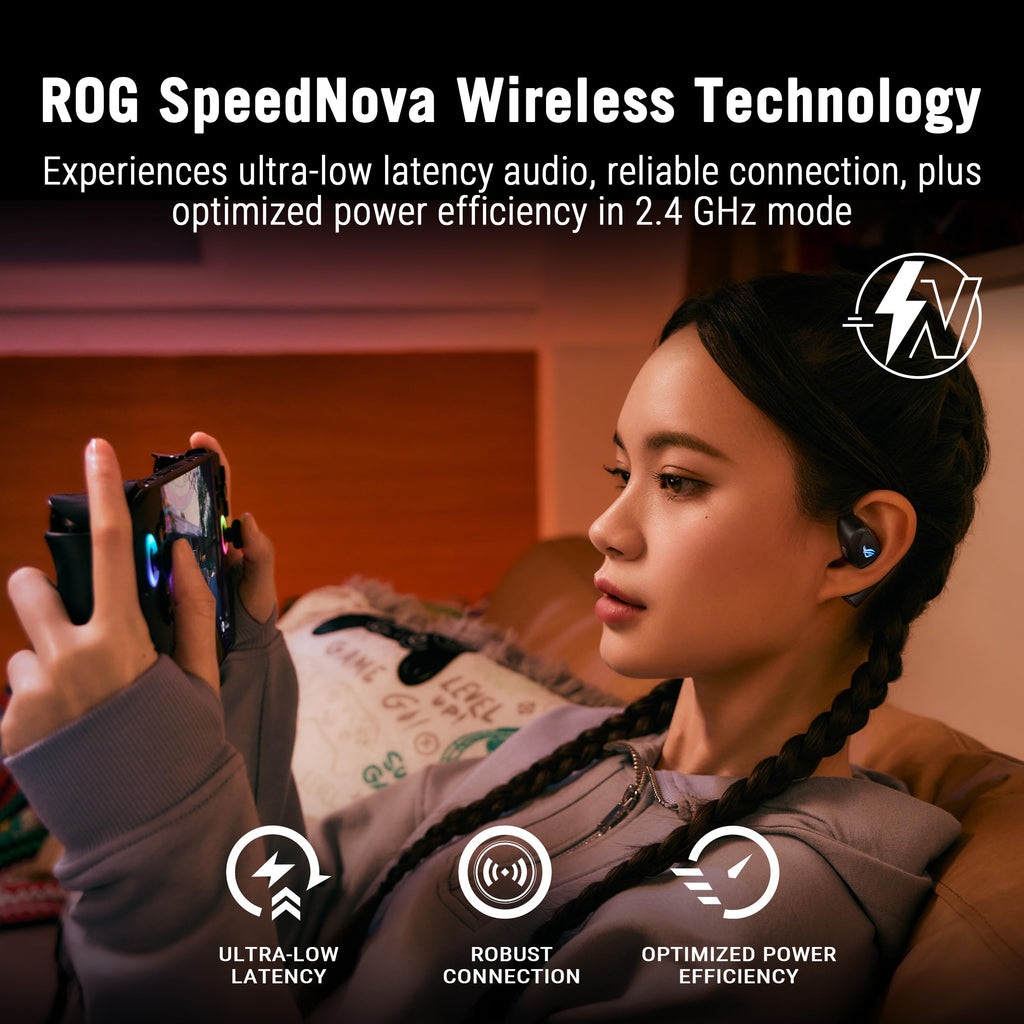 ASUS ROG Cetra Open Wireless Open Ear Earbuds, Dual-Mode Bluetooth/2.4GHz,
