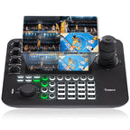 Tenveo NDI PTZ Camera Joystick Controller, 7’’ LCD Quad-Screen Real-time Preview, 4D Joystick Controller, NDI License Included, Support NDI PoE VISCA Pelco-D/P For Church Worship Live Event Streaming