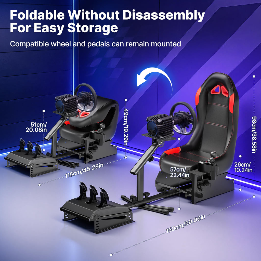 DIWANGUS Foldable Racing Simulator Cockpit for Logitech, Thrustmaster, MOZA