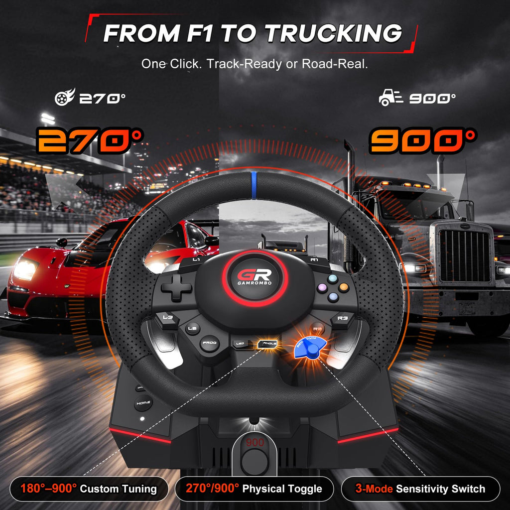 Gamrombo 11in Racing Wheel Set for PS5/PS4/PC