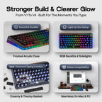 KiiBoom Phantom81 V4 Acrylic Semi-Translucent Mechanical Keyboard, Creamy Gasket, 75% Wireless Gaming Keyboard with 8000mAh Battery, RGB Backlits, Hot Swap, Shine Through, NKRO, Win/Mac (Black)