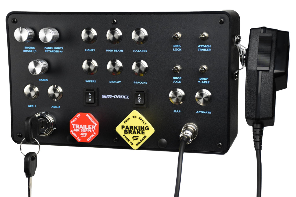 Sim-Panel Classic 2 Button Box for ATS/ETS2 (American Truck Simulator/Euro Truck Simulator) (Premium Black Brush Aluminum Finish)