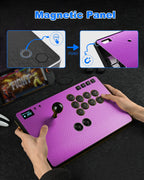 Leverless Controller Arcade Stick: Magnetic Arcade Stick CAS with RGB ,Premium Aluminum Haute42 CAS Fightstick for PC/PS3/PS4/Switch Game with Lock Button Support Hot Swap & SOCD (Purple)