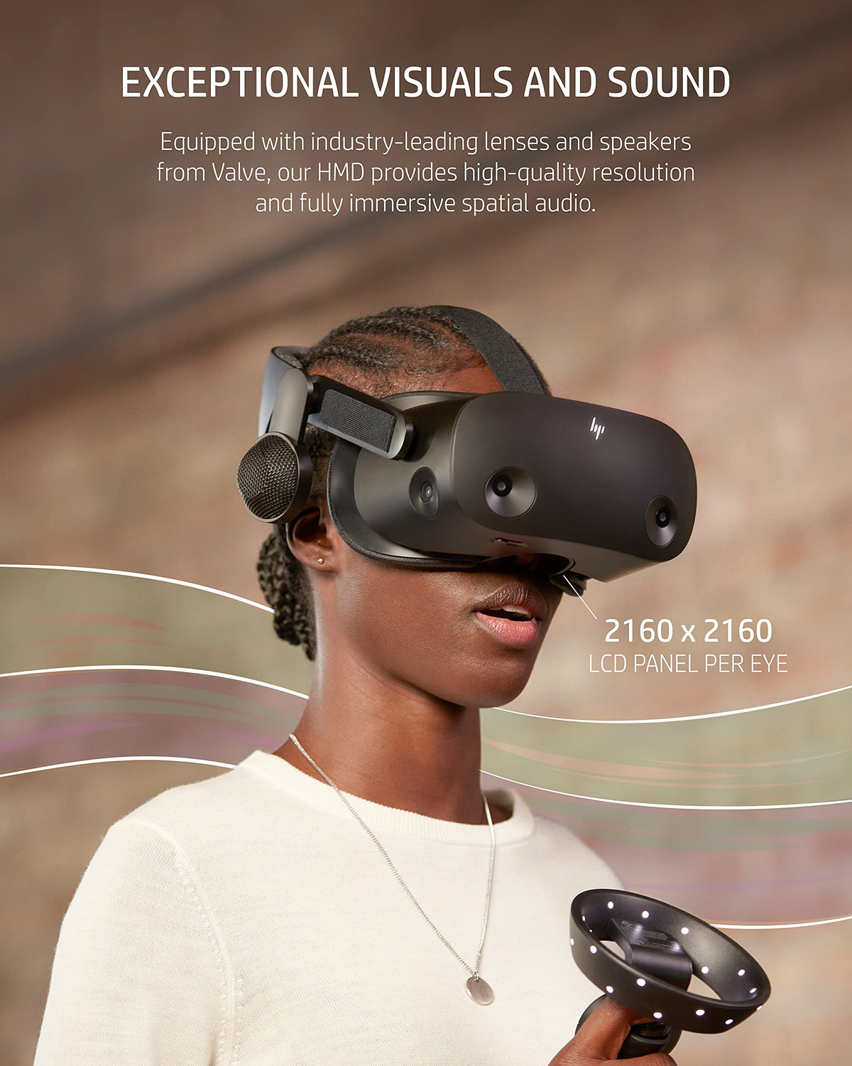 HP Reverb G2 VR Headset With Controller, Adjustable Lenses & Speakers from Valve, 2160 x 2160 LCD Panels, For Gaming, Ergonomic Design, 4 Cameras, Compatible With SteamVR & Windows Mixed Reality