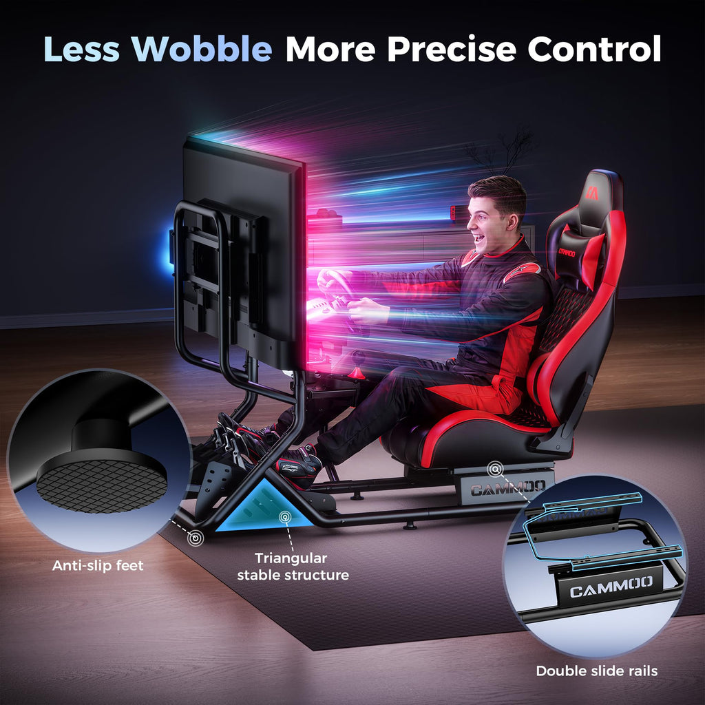 CAMMOO High Compatible Sim Racing Cockpit with Monitor Mount Fits Handbrake