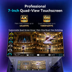 Tenveo NDI PTZ Joystick Controller, 7’’ LCD Quad-View Touchscreen, Camera Group Calling, 5 Custom Buttons, HDMI Output, Tally, Support NDI PoE VISCA Pelco-D/P, NDI|HX3 Certified, for Church Events