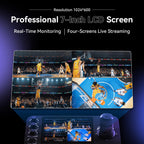 Tenveo NDI PTZ Camera Joystick Controller, 7’’ LCD Quad-Screen Real-time Preview, 4D Joystick Controller, NDI License Included, Support NDI PoE VISCA Pelco-D/P For Church Worship Live Event Streaming