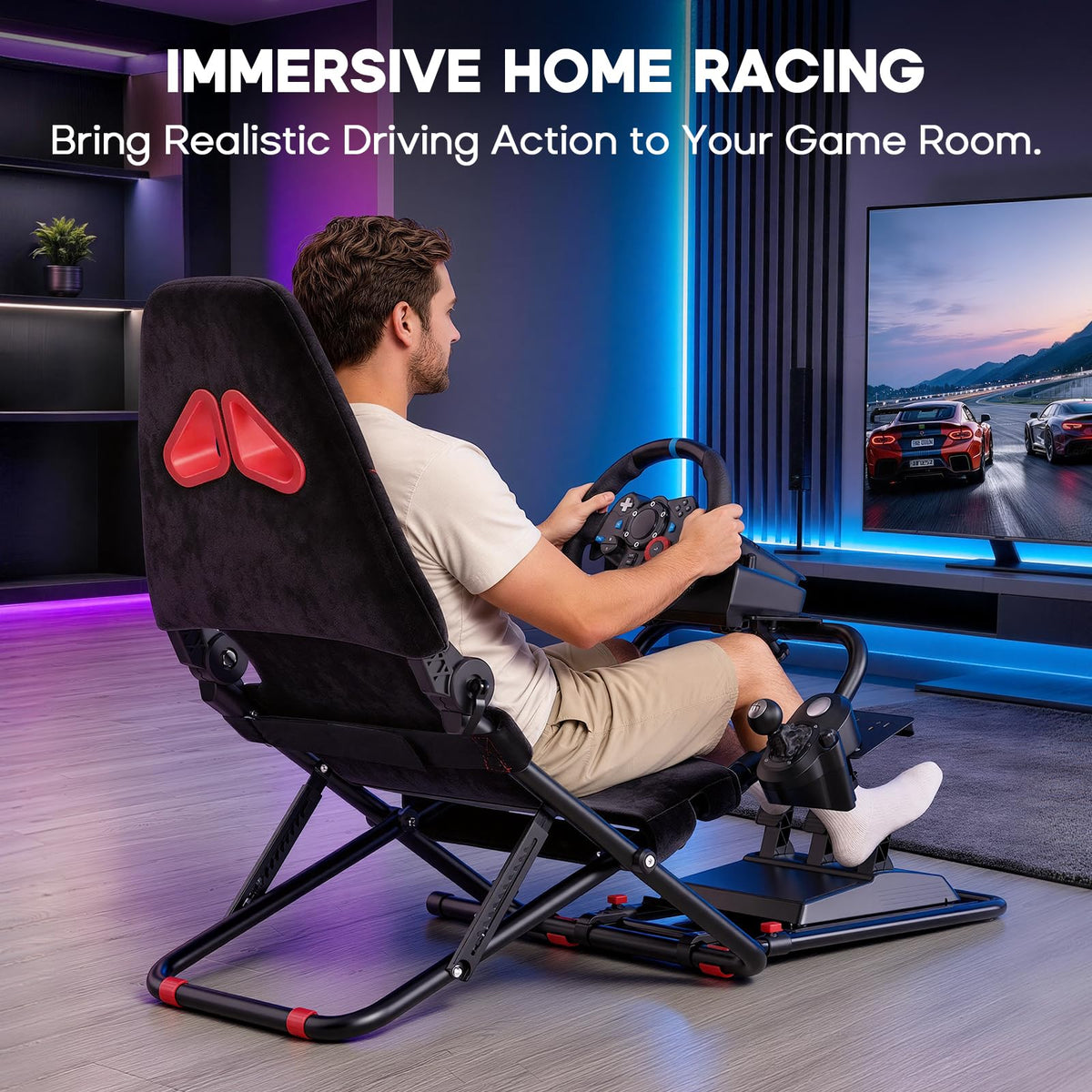 Foldable Racing Simulator Cockpit for Logitech Thrustmaster MOZA