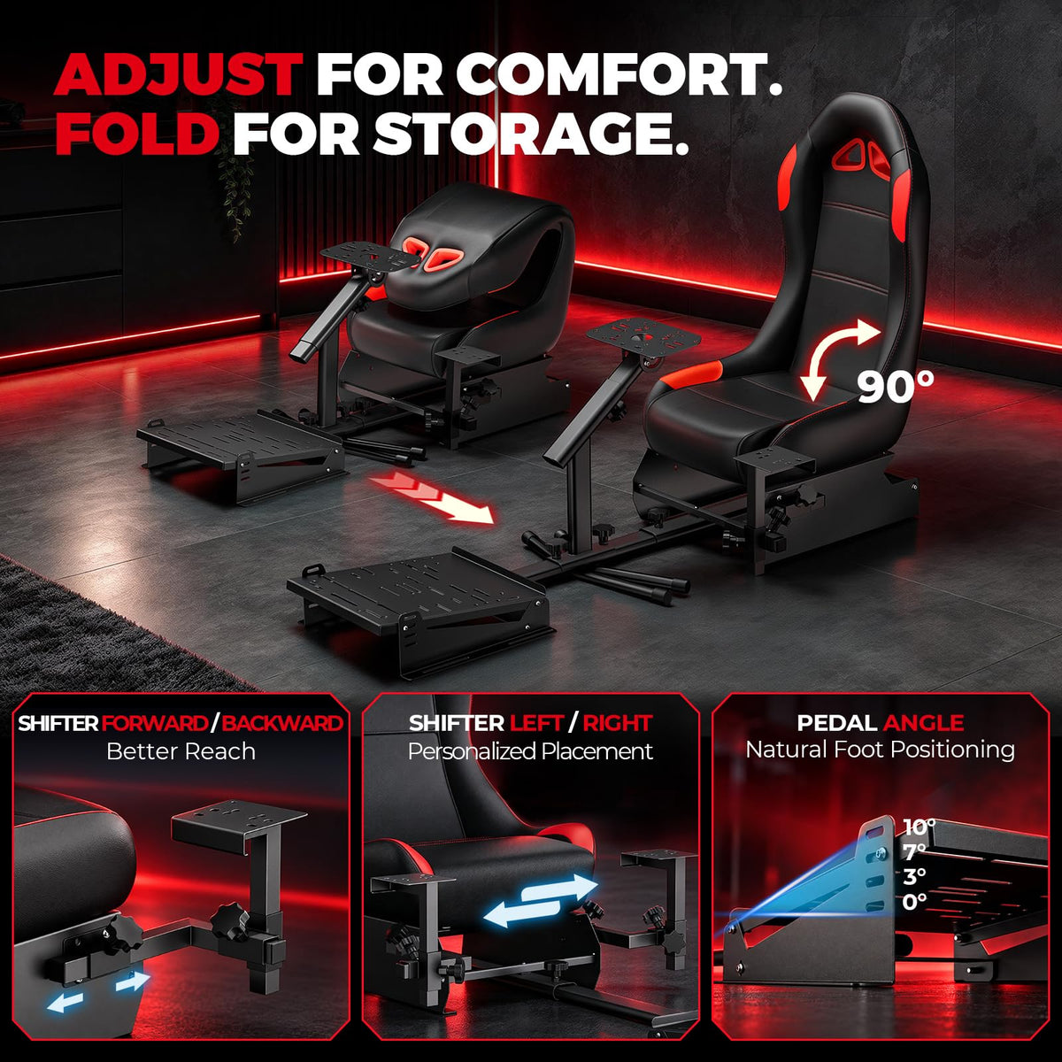 RACGTING Racing Simulator Cockpit with Seat, Adjustable Wheel &Pedal Mounts