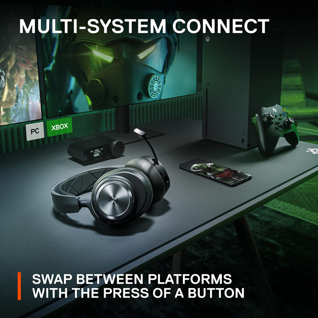 SteelSeries Arctis Nova Pro Wireless Multi-System Gaming Headset - Premium Hi-Fi Drivers - Active Noise Cancellation - Infinity Power System - ClearCast Mic (Renewed)