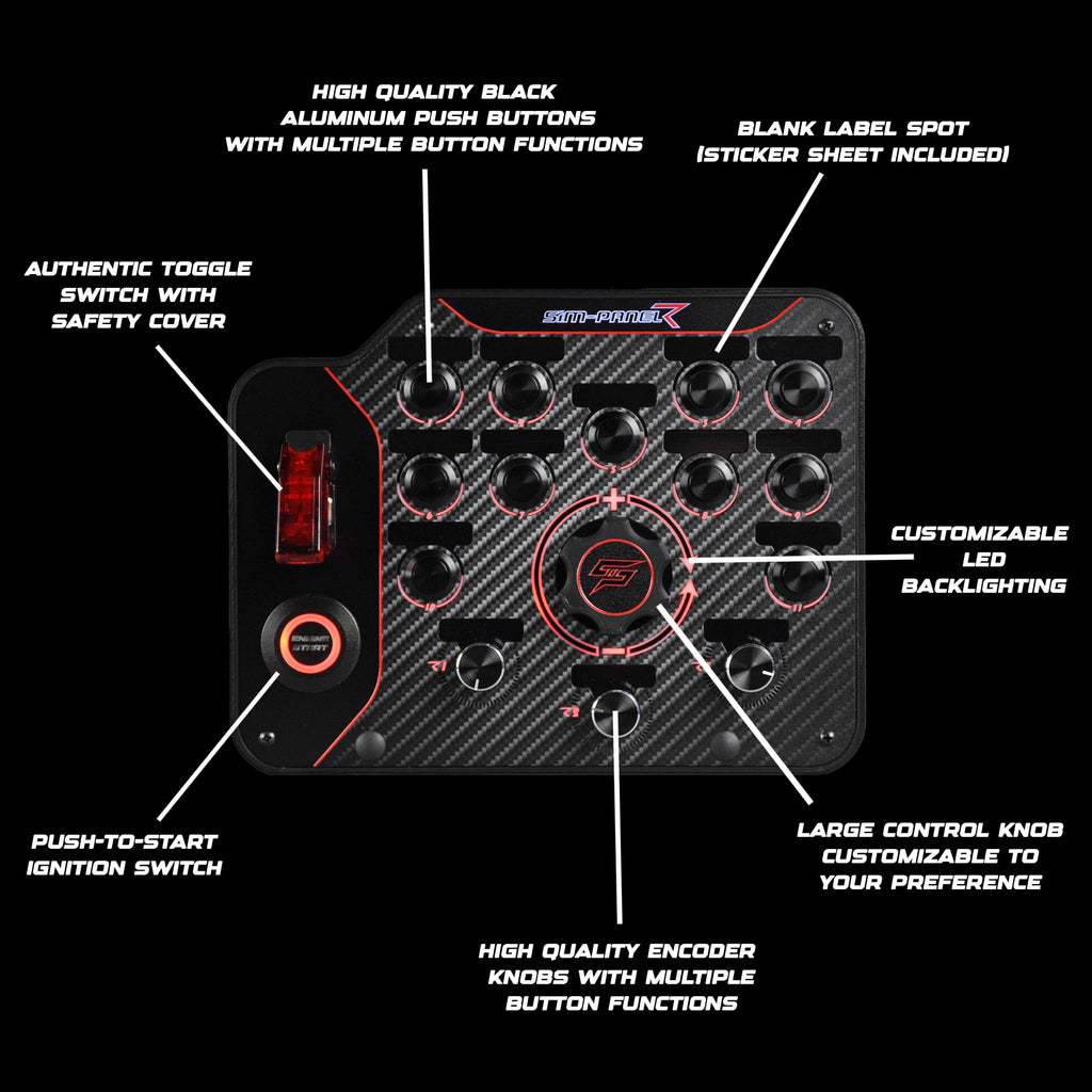SIM-PANEL PC Sim Racing Gen 2 Button Box (Horizontal Layout)