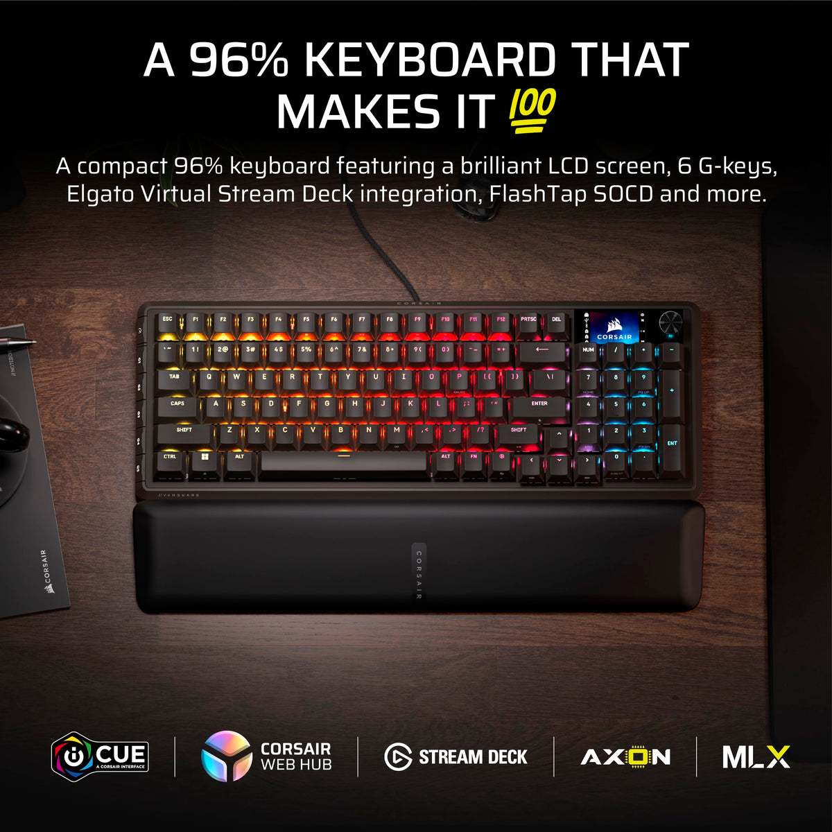 CORSAIR Vanguard 96 RGB Mechanical 96% Wired Gaming Keyboard – Black