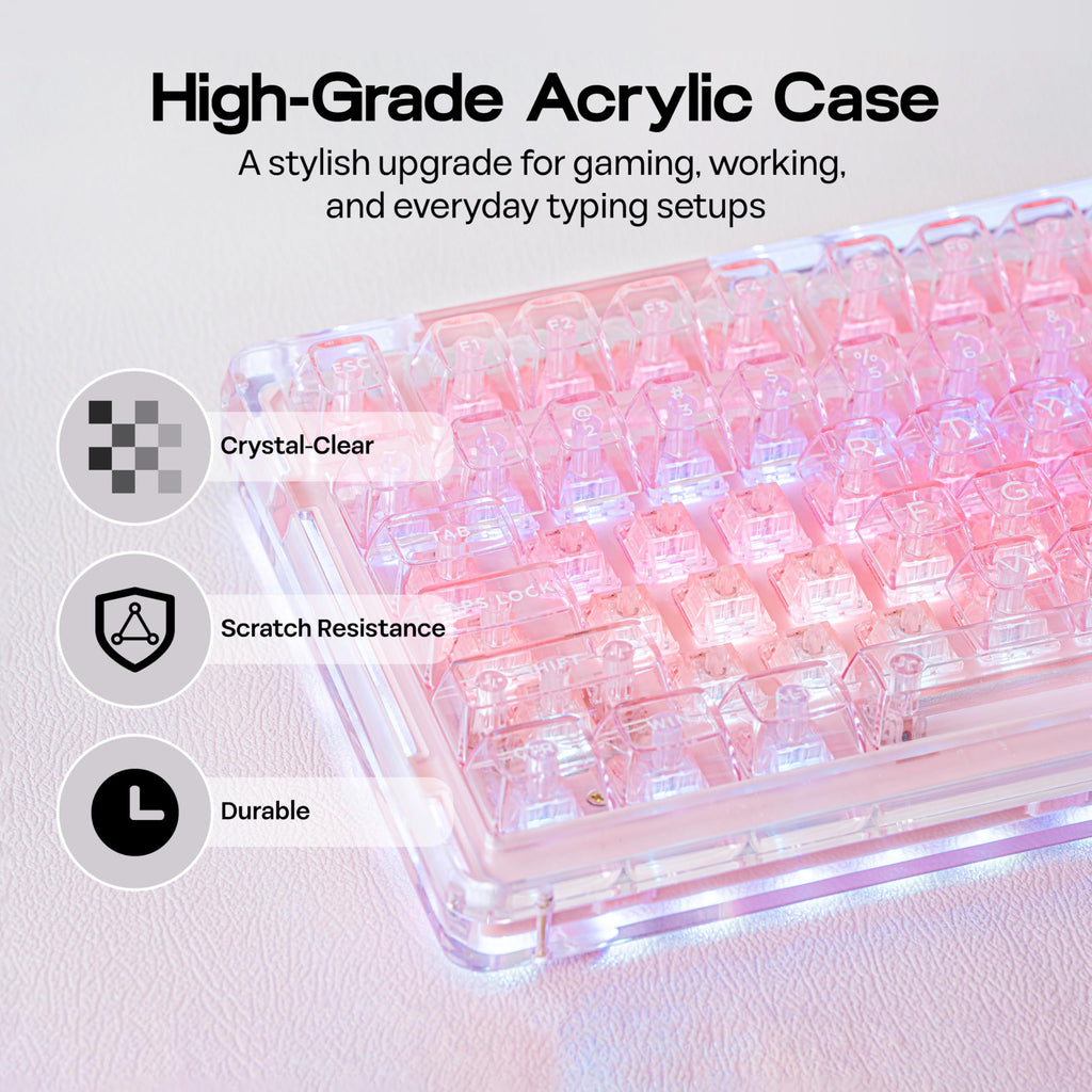 KiiBoom Phantom 98 Crystal Mechanical Gaming Keyboard, Shine Through Keycap