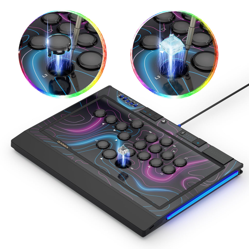 Qanba Sapphire S1 Leverless Controller,Officially Licensed Sony PlayStation 5 Controller, Leverless Arcade Stick Fight Stick,Tournament Grade Detachable Joystick,Precise Arcade Controls for PS5 PS4 PC