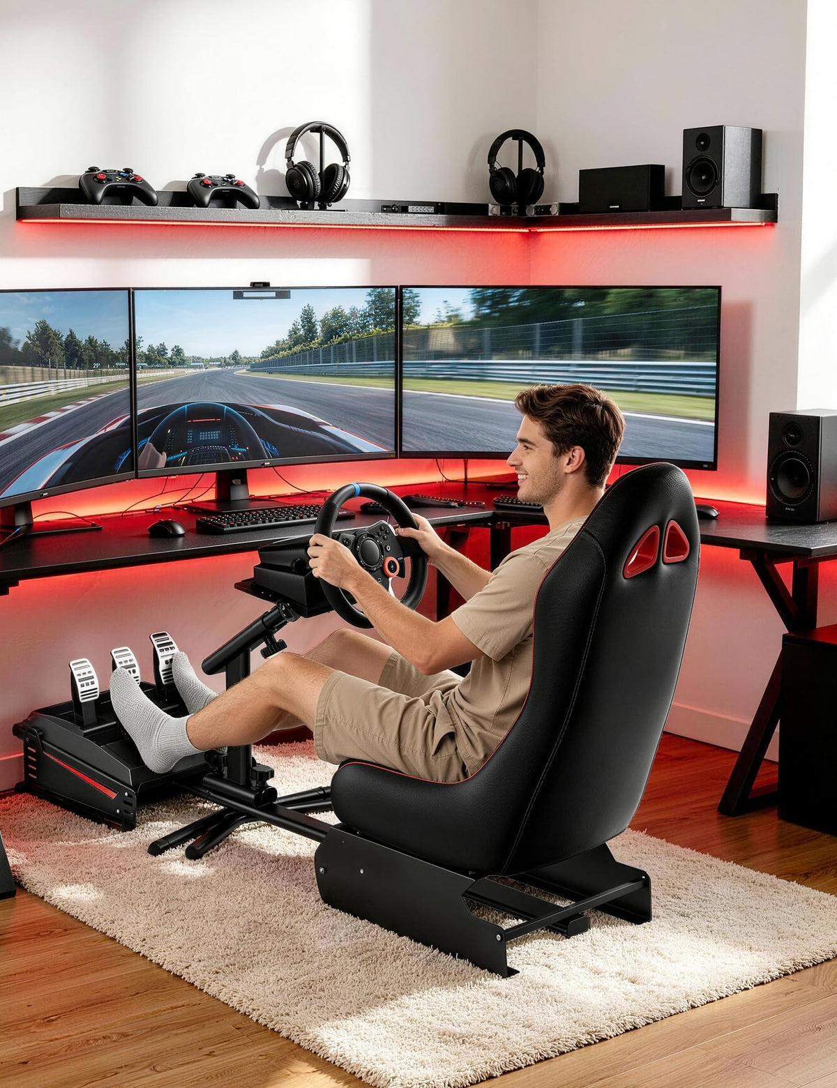 Racing Simulator Cockpit, Foldable for Logitech, PS5/PS4/Xbox/PC