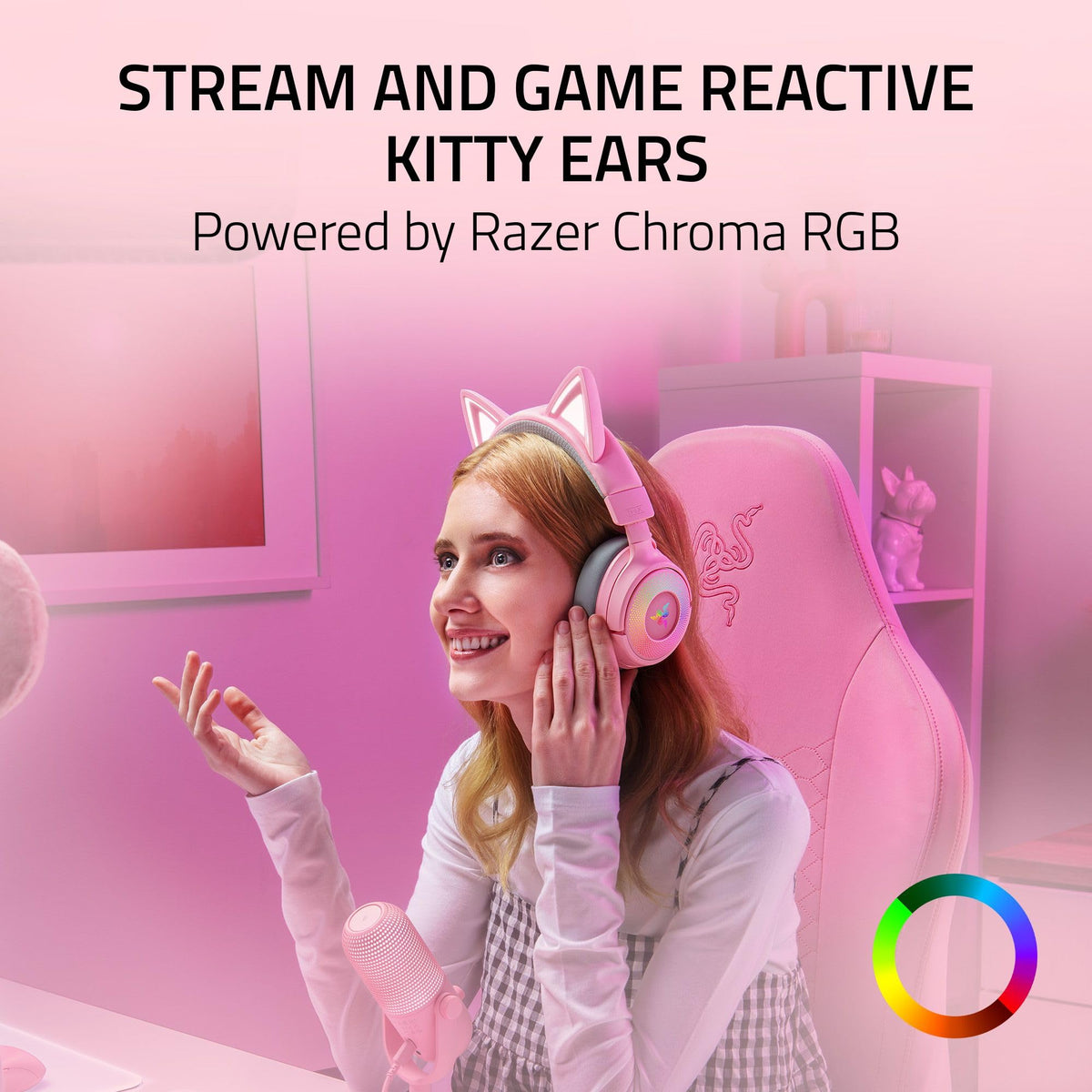 Razer Kraken Kitty V3 Pro Wireless RGB Gaming Headset, Pink