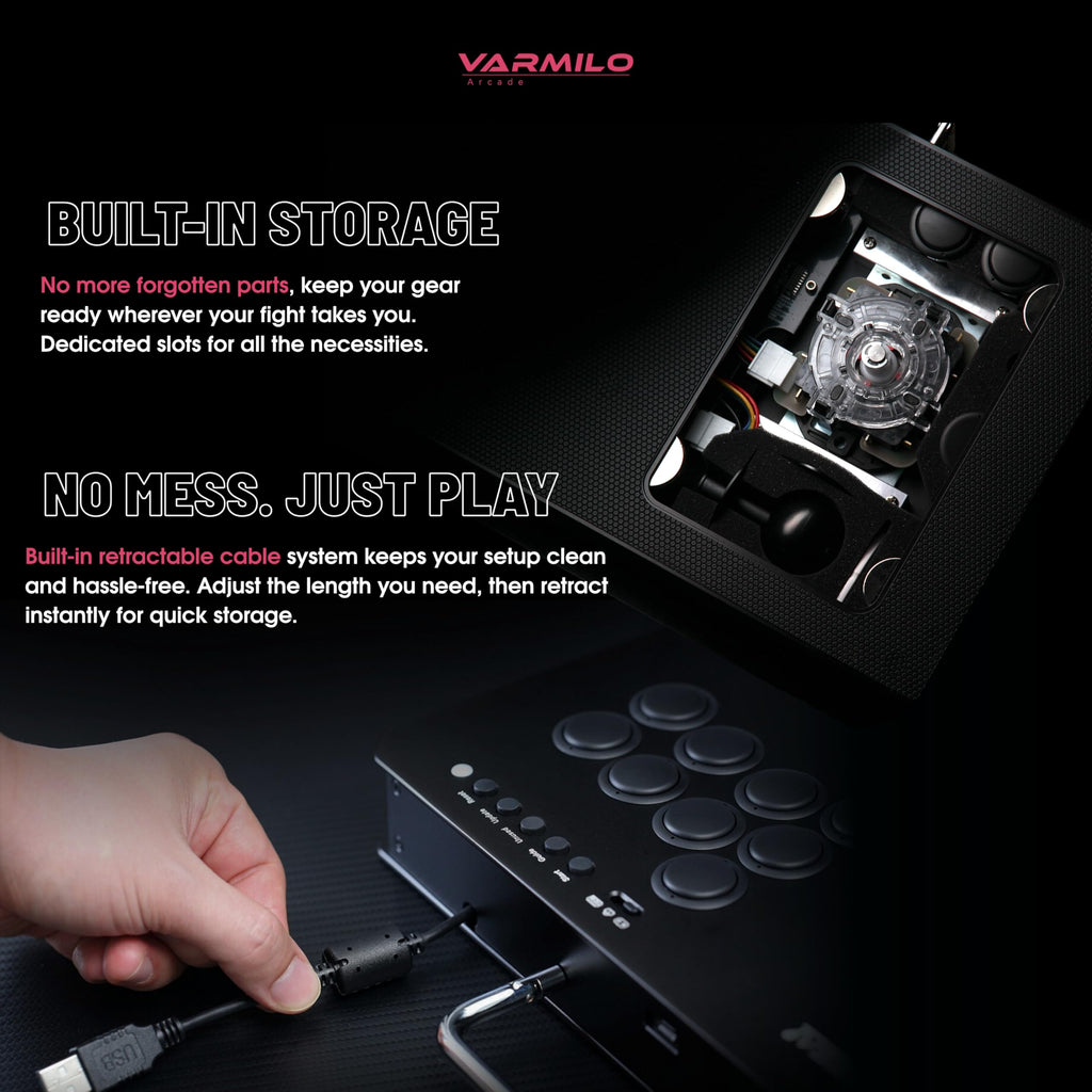 VARMILOARCADE Kassai Arcade Fight Stick Rapid Trigger Tournament Grade Controller for Fighting Games Two Versions Standard PC Only or Pro Compatible with PC PS4 PS5 Switch1 Switch2 (Sakura, Standard (PC))