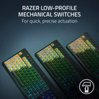 Razer BlackWidow V4 Low Profile TKL HyperSpeed Wireless Gaming Keyboard: Yellow Mechanical Switches - 2.4GHz Wireless & Bluetooth - Multi-Function Roller - 3 Control Buttons - Long Battery Life