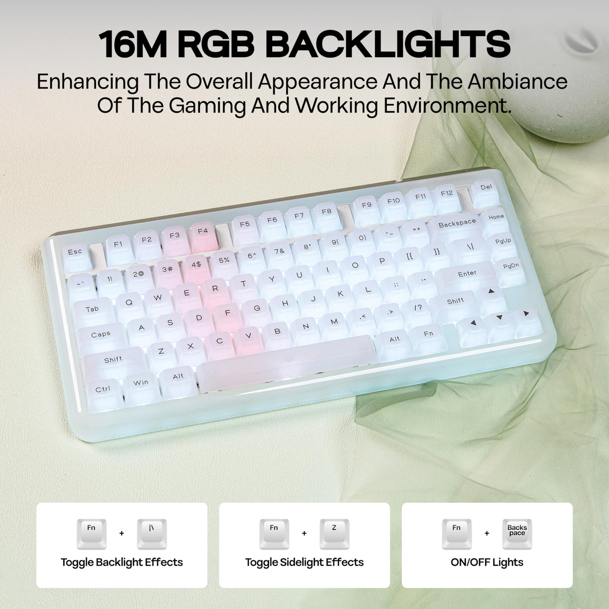 KiiBoom Jade75 75% Resin Molding Mechanical Keyboard, BT5.0/USB-C/2.4GHz