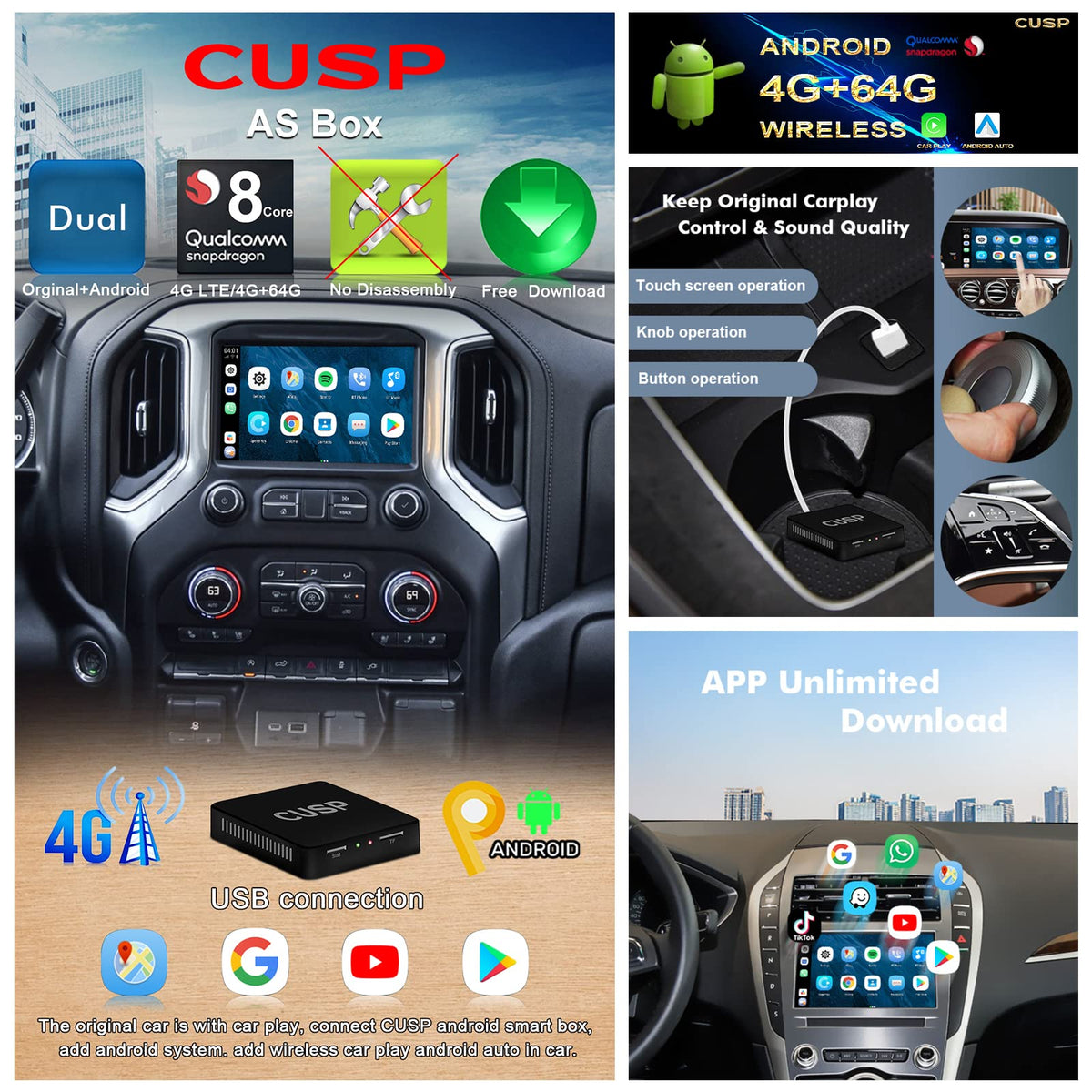 Wireless CarPlay AI Box for OEM Wired CarPlay Cars, Wireless Android Auto