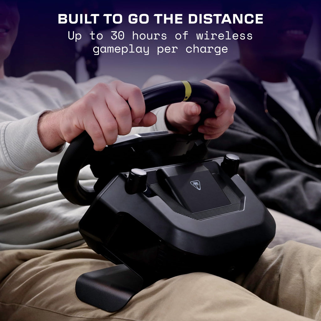 Turtle Beach Racer Wireless Racing Wheel - Licensed for PlayStation 5 Consoles, Works with PC, Bluetooth, Wireless Connectivity, Lap Mount, 30-Hour Battery Life - Black