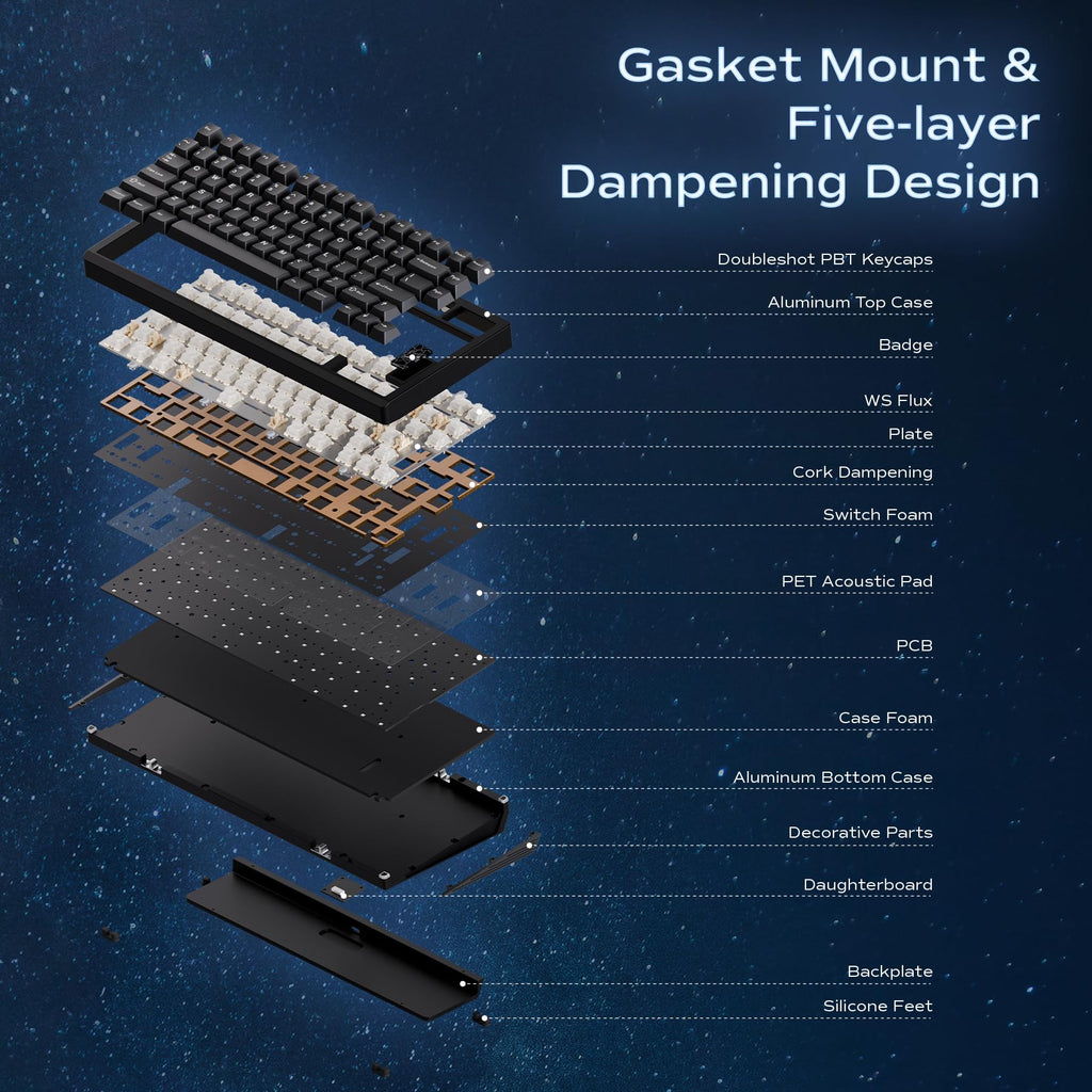 OOCTPK Mechanical Keyboard, Chilkey Slice75 HE Gaming Keyboard Wired, 75% Hall Effect Magnetic Aluminum Keyboard with WS Flux HE Clacky Switch, Rapid Trigger, 8K Polling, RGB Custom, PC/Mac Support