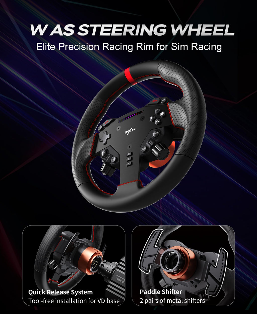 PXN VD4 Direct Drive Racing Wheel Bundle, 4Nm Force Feedback, for Windows
