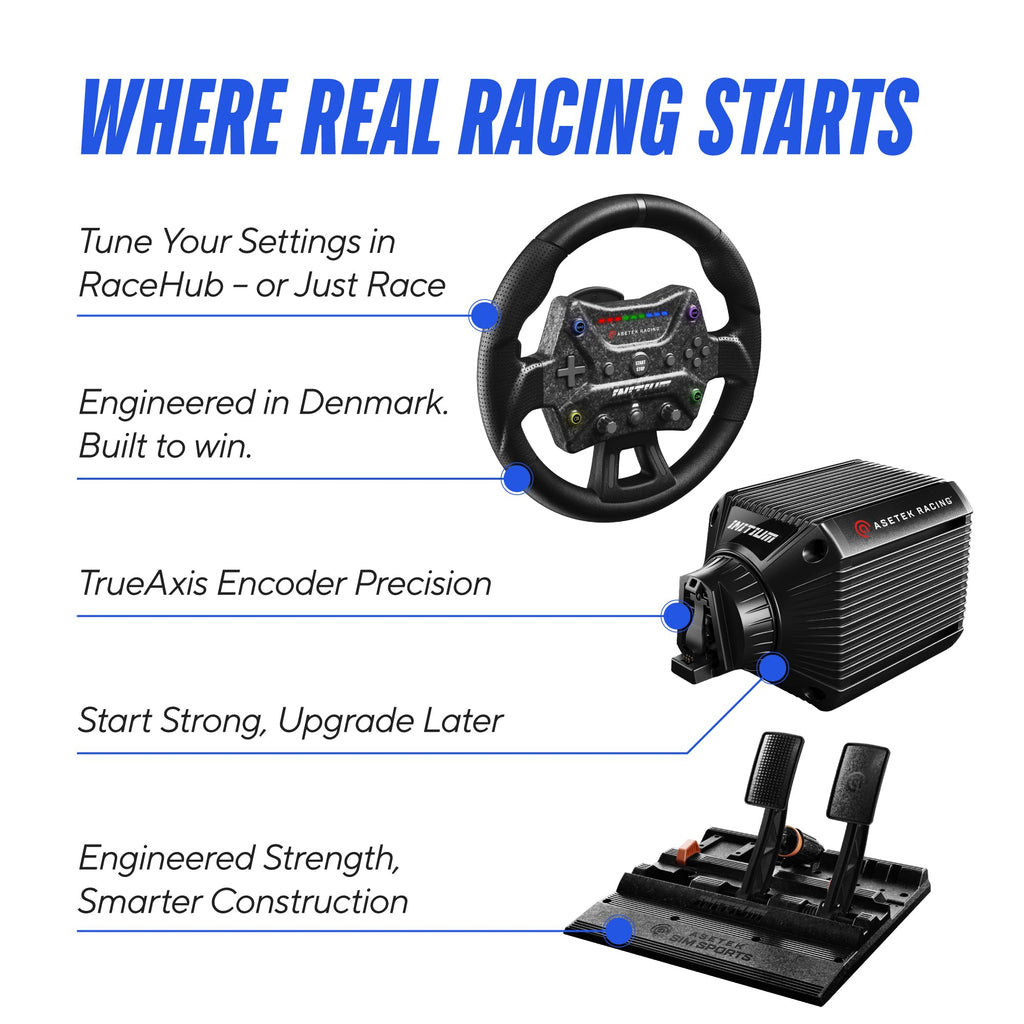 Asetek Initium Sim Racing Bundle Direct Drive Wheelbase Pedals PC Set