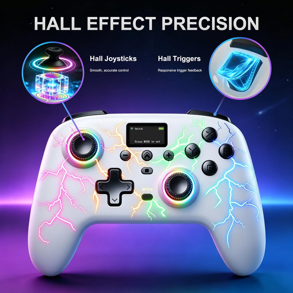 Morostron Interactive Screen Wireless Gaming Controller for PC/Switch/Switch 2/iOS/Android,Hall Effect Stick & Trigger,RGB Lighting,Remapp[ios]