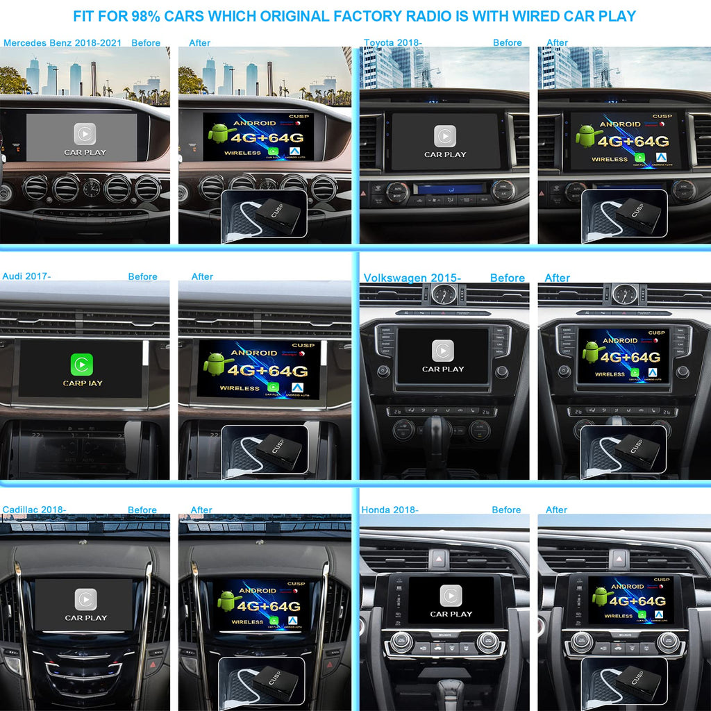 Wireless CarPlay AI Box for OEM Wired CarPlay Cars, Wireless Android Auto