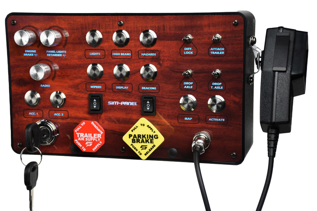 Sim-Panel Classic 2 Button Box for ATS/ETS2 (American Truck Simulator/Euro Truck Simulator) (Premium Black Brush Aluminum Finish)