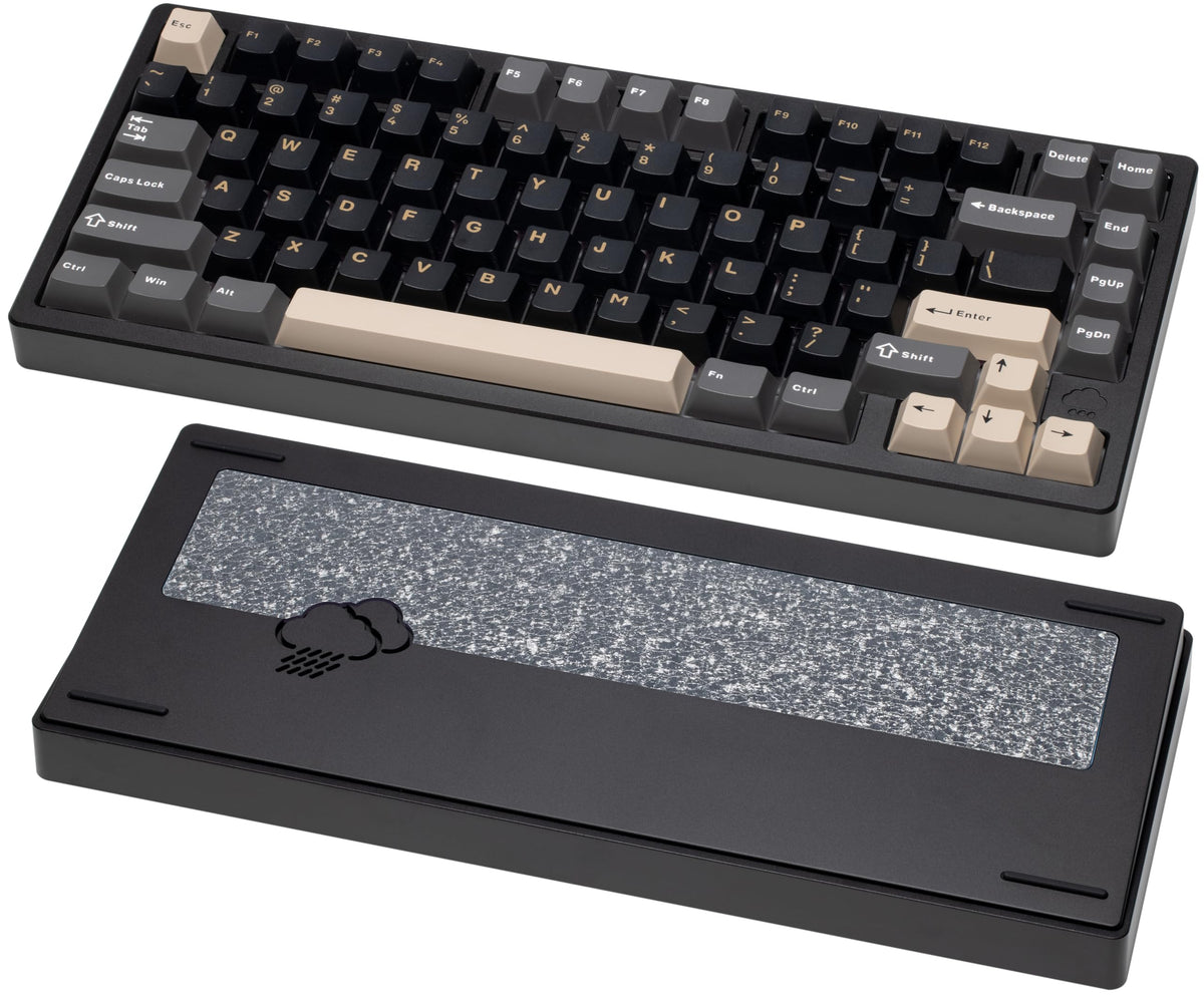 KEEBMONKEY WOBKEY Rainy 75 CNC Aluminum HMX/JWK/Cocoa Switches Triple-Mode Connectivity Mechanical Keyboard with Superior Acoustics, RGB/FR4/Silver SUS304/7000mAh/Cocoa Switch (Pro - Black)
