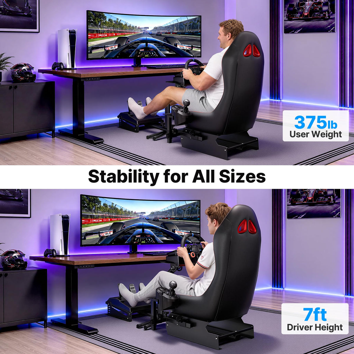 DIWANGUS Foldable Racing Simulator Cockpit for Logitech, Thrustmaster, MOZA