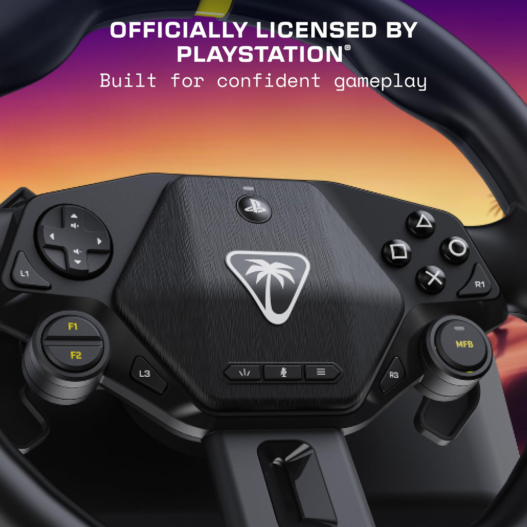 Turtle Beach Racer Wireless Racing Wheel - Licensed for PlayStation 5 Consoles, Works with PC, Bluetooth, Wireless Connectivity, Lap Mount, 30-Hour Battery Life - Black