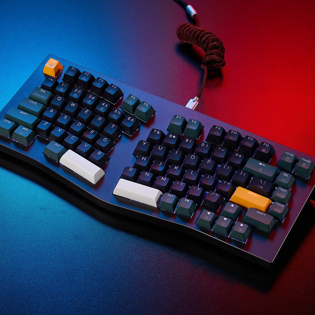 Hexgears F2 - Aluminum Custom Mechanical Keyboard, Split Alice 83 Key Layout Ergonomic Keyboard, Hot Swappable Slient Linear Switch, BT5.0/2.4GHz/USB-C, RGB Backlit with Wrist Rest for Win/Mac