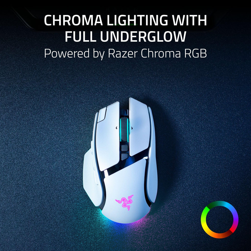 Razer Basilisk V4 Pro Wireless Gaming Mouse, 200 Hr Battery Life, White