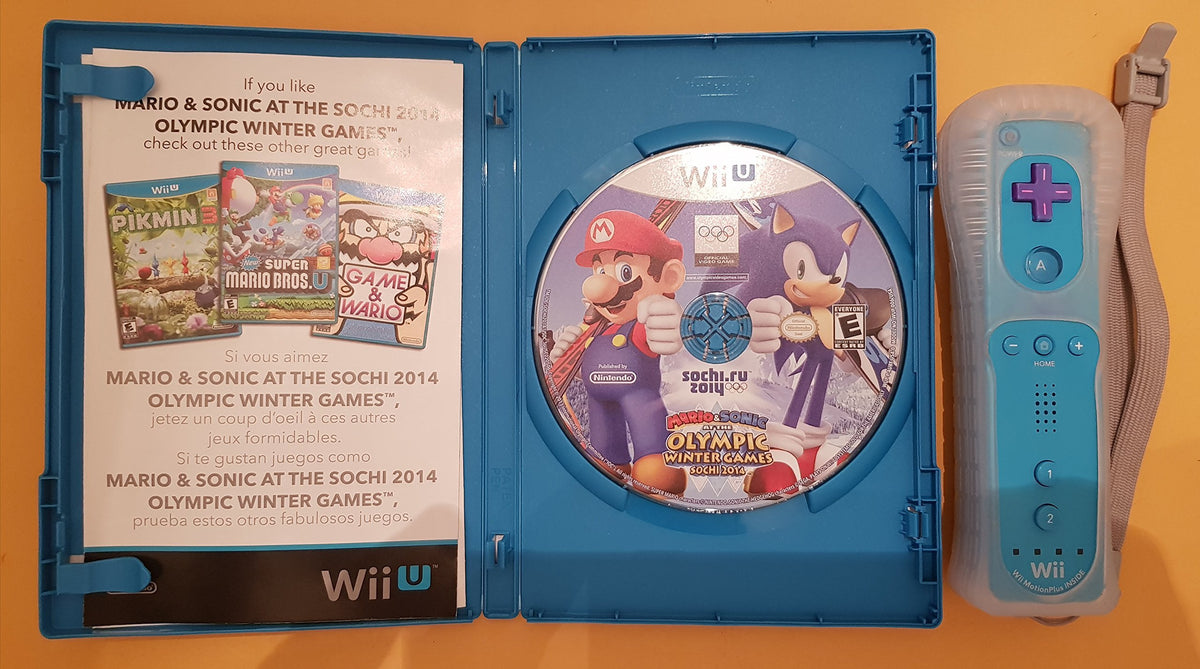 Mario & Sonic Sochi 2014 Olympic Winter Games with Blue Wii Remote Plus - Wii U (Renewed)