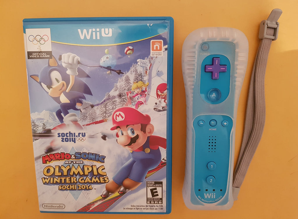 Mario & Sonic Sochi 2014 Olympic Winter Games with Blue Wii Remote Plus - Wii U (Renewed)