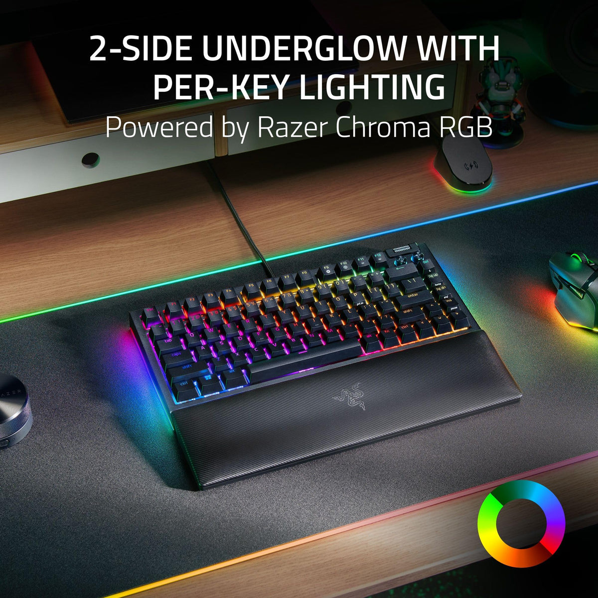 Razer BlackWidow V4 75% Mechanical Gaming Keyboard: Hot-Swappable Design - Compact & Durable - Orange Tactile Switches - Chroma RGB - MF Roller & Media Keys - Comfortable Wrist Rest - Black (Renewed)