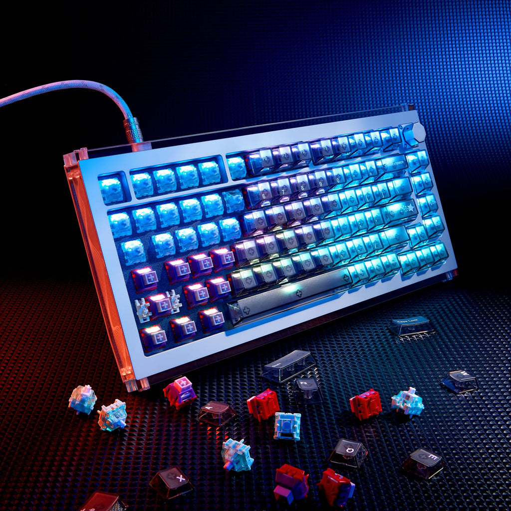DrunkDeer A75 Master Rapid Trigger Keyboard, Esports Gaming Keyboard, Magnetic Switch, Adjustable Actuation - RT Plus - RT Match, 8K Hz, 0.01mm, 75% Design - ANSI, Silver - TTC POM Switch