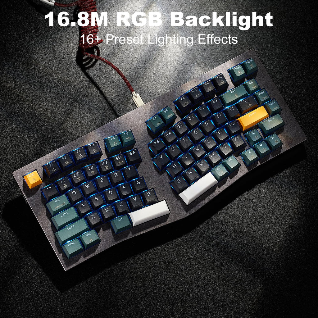 Hexgears F2 - Aluminum Custom Mechanical Keyboard, Split Alice 83 Key Layout Ergonomic Keyboard, Hot Swappable Slient Linear Switch, BT5.0/2.4GHz/USB-C, RGB Backlit with Wrist Rest for Win/Mac