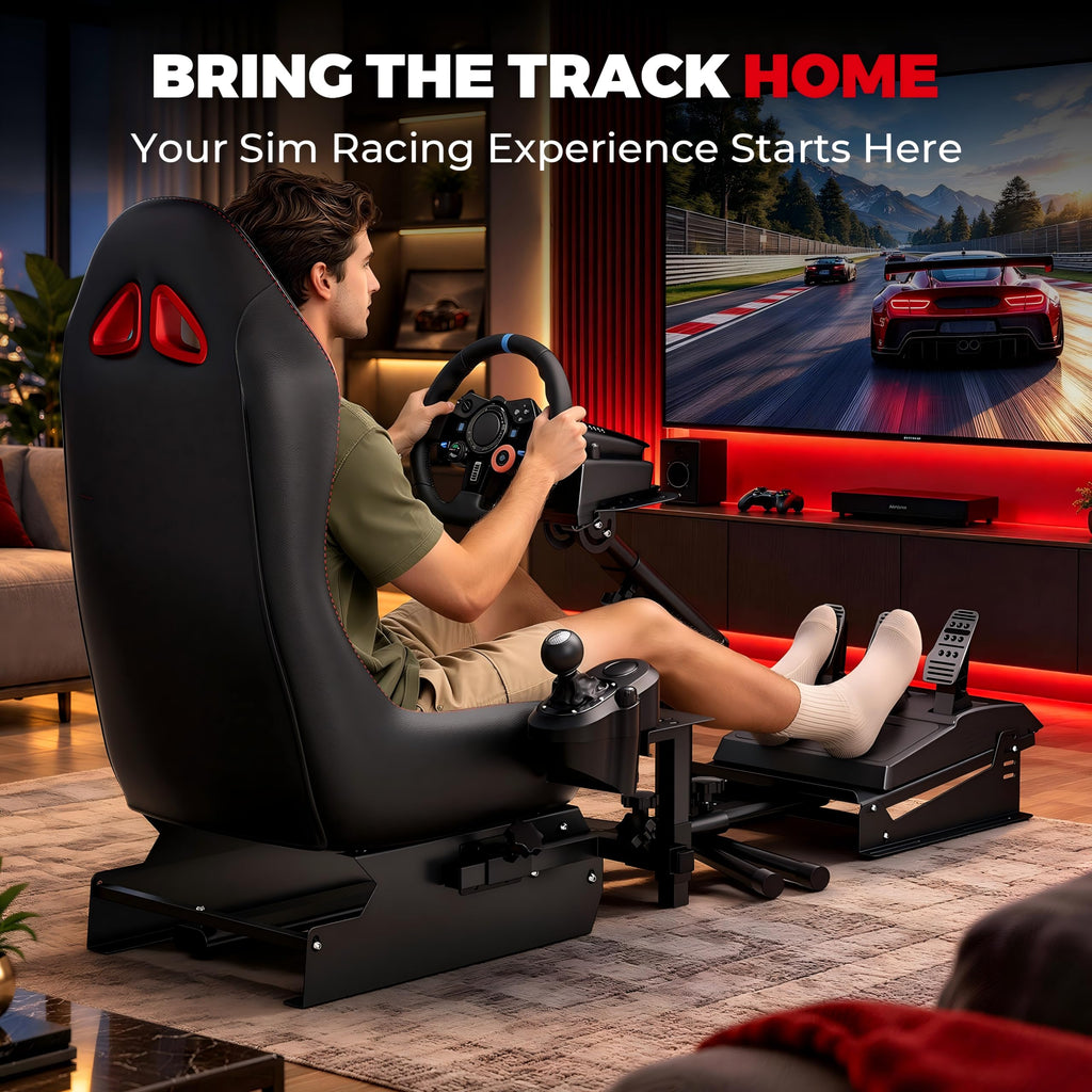 RACGTING Racing Simulator Cockpit with Seat, Adjustable Wheel &Pedal Mounts